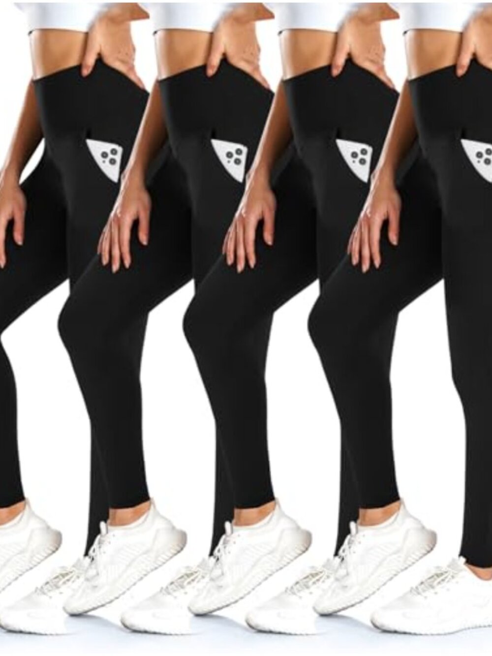 4 Pack High Waisted Leggings with Pockets Tummy Control Workout Yoga Pants